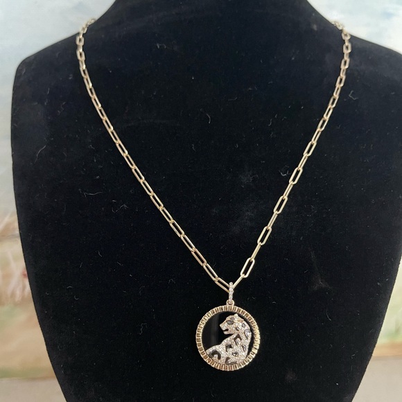 $4080 EFFY Panther Onyx Diamond Necklace Leopard - Picture 1 of 11